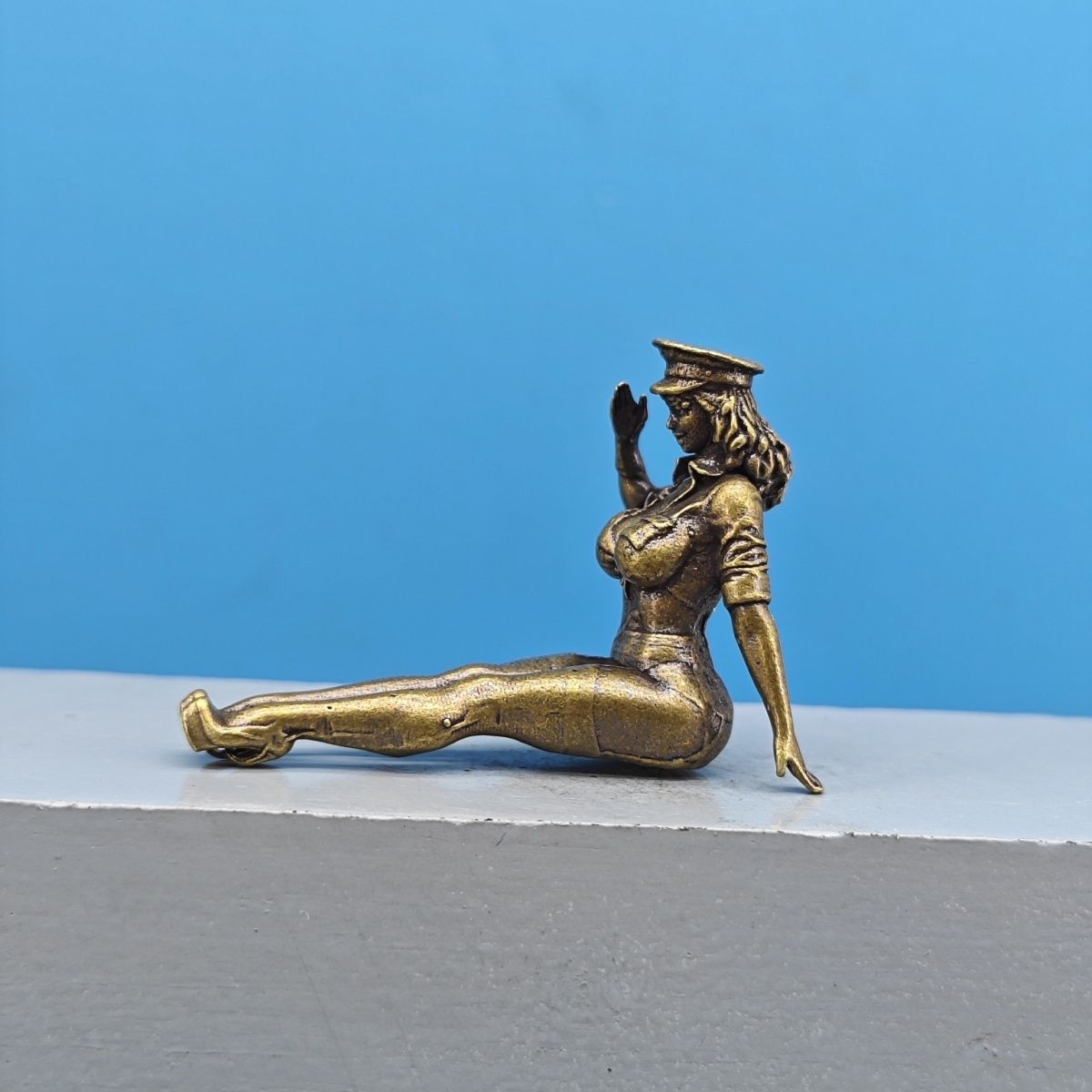 Vintage Collectible Cars - Solid Brass Miniature Girl Figurine Retro